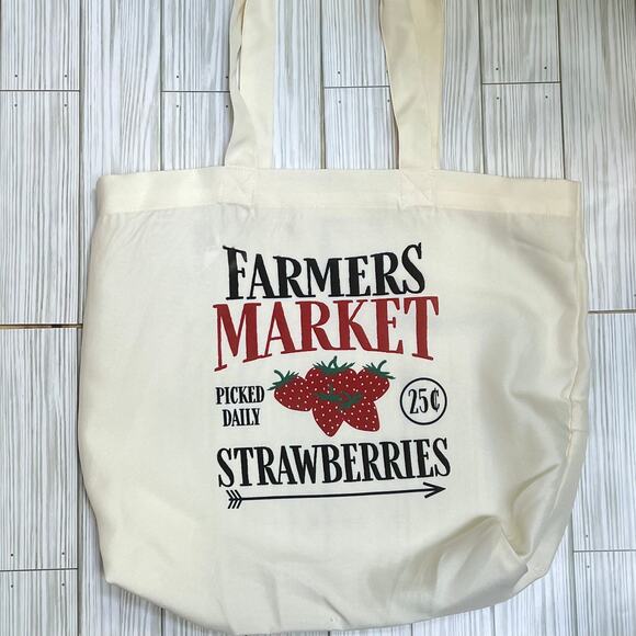 Handmade Handbags - Farmer’s Market Strawberry Tote, Reusable Grocery Bag